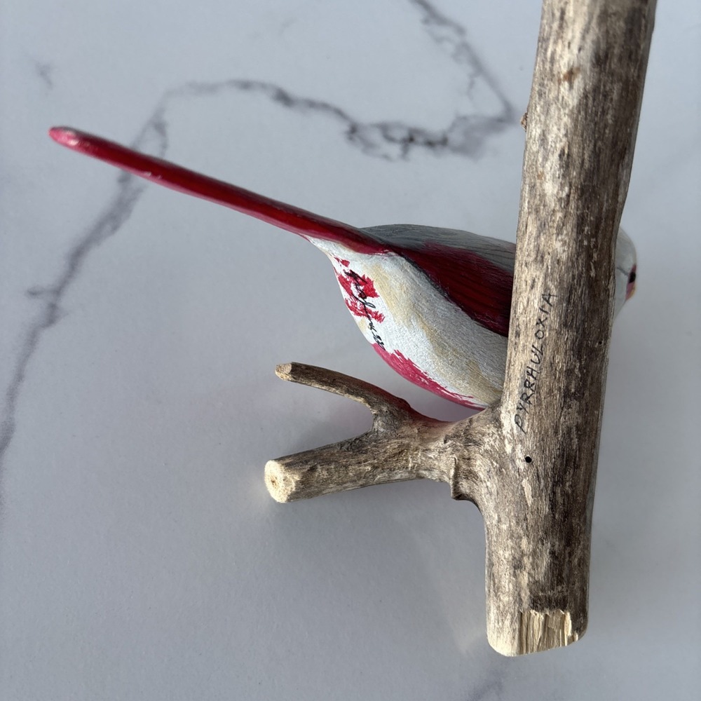 Vintage Hand Carved Wood Desert Cardinal Bird Signed RE Mumford ~ Purdue - Picture 5 of 16